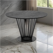 Pemberly Row 47 Inch Round Dining Table with Black Iron Metal Pedestal Base