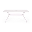 Pemberly Row 67 Inch Rectangular Cast Aluminum Outdoor Table in White