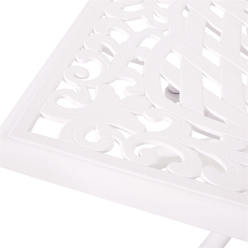 Pemberly Row 67 Inch Rectangular Cast Aluminum Outdoor Table in White