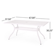 Pemberly Row 67 Inch Rectangular Cast Aluminum Outdoor Table in White