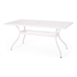 Pemberly Row 67 Inch Rectangular Cast Aluminum Outdoor Table in White
