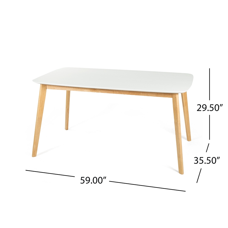 Pemberly Row 59 Inch Rectangular Faux Wood Dining Table in White