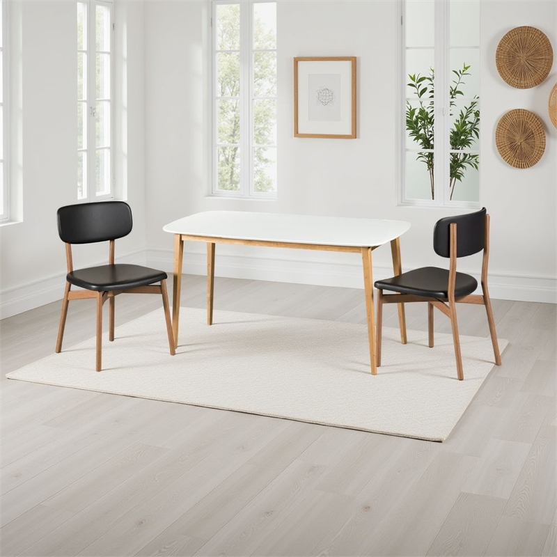 Pemberly Row 59 Inch Rectangular Faux Wood Dining Table in White
