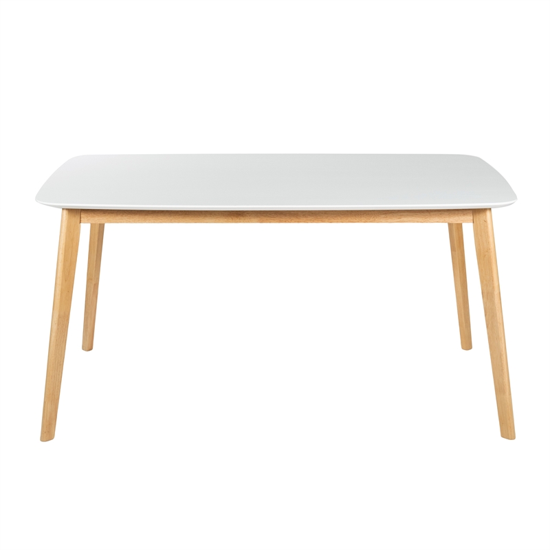 Pemberly Row 59 Inch Rectangular Faux Wood Dining Table in White