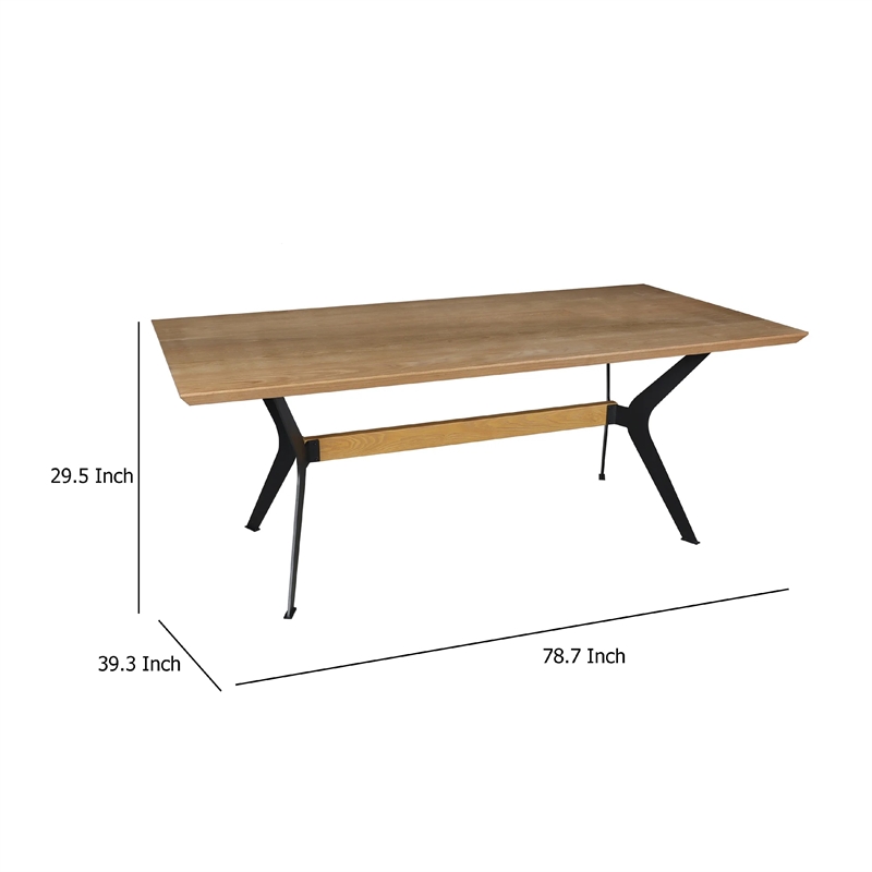 Pemberly Row 79 Inch Rectangular Wood Dining Table in Light Walnut Brown
