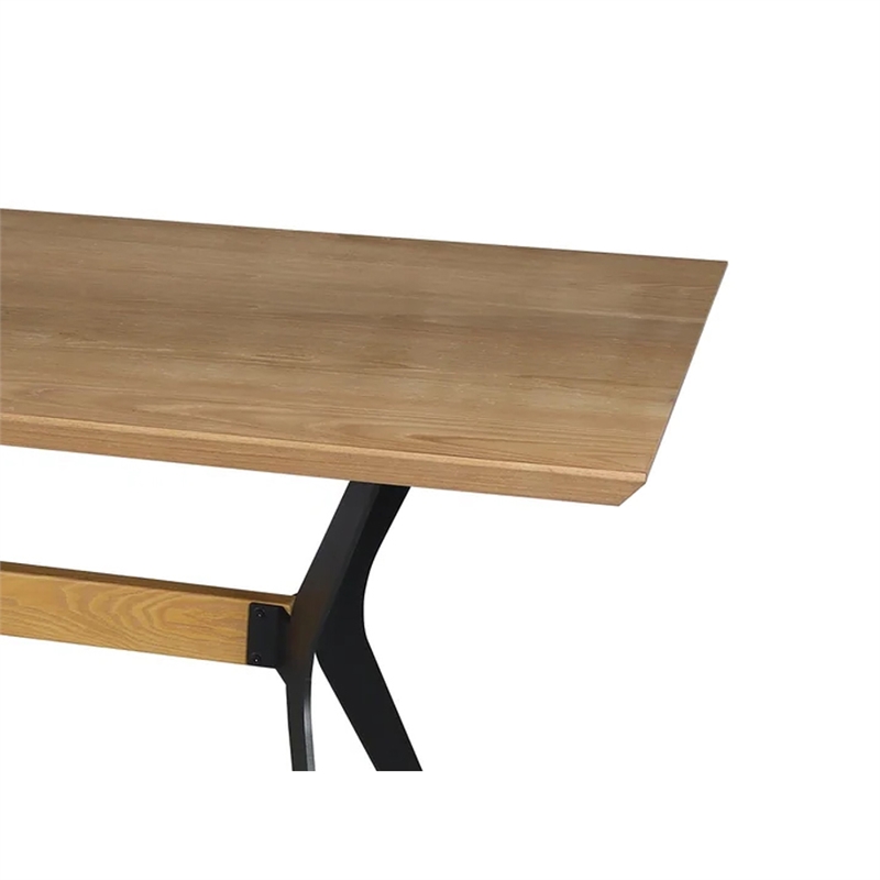 Pemberly Row 79 Inch Rectangular Wood Dining Table in Light Walnut Brown