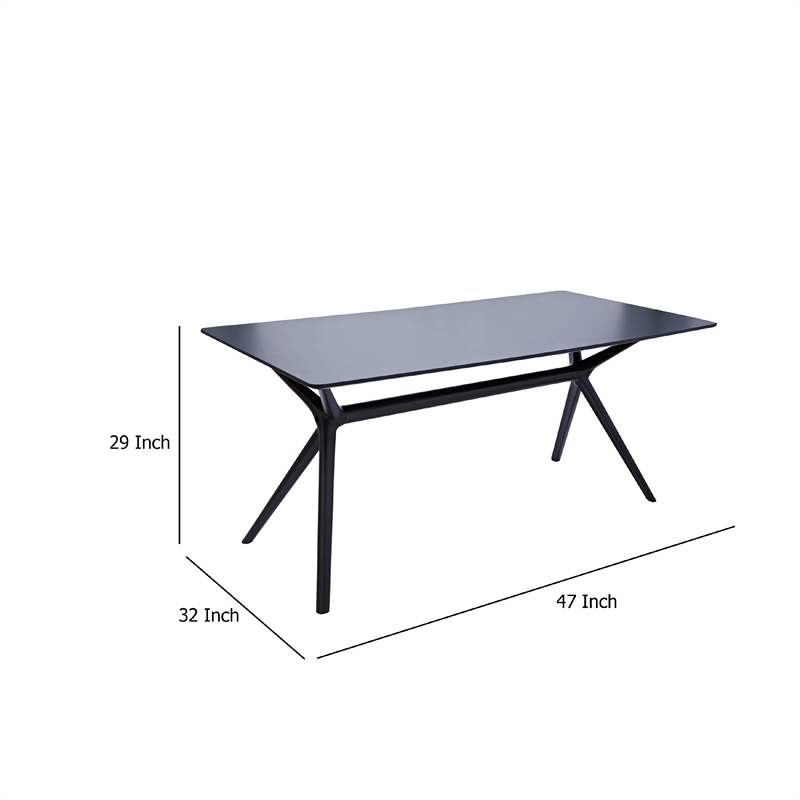 Pemberly Row 47 Inch Rectangular MDF Dining Table in Black with Tapered Legs