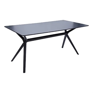 Pemberly Row 47 Inch Rectangular MDF Dining Table in Black with Tapered Legs