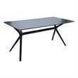 Pemberly Row 47 Inch Rectangular MDF Dining Table in Black with Tapered Legs