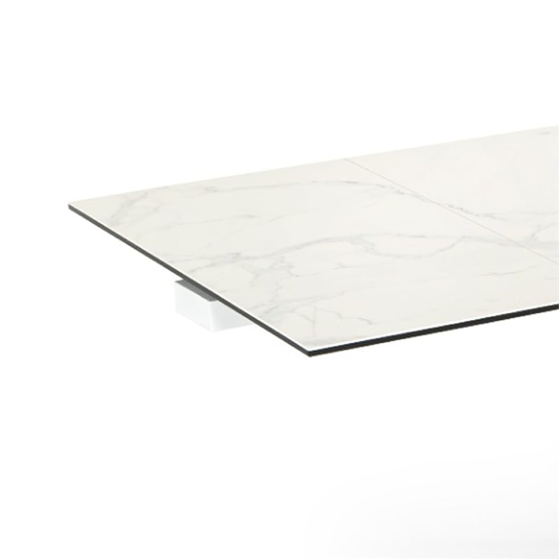 Pemberly Row 70-118 Inch Extendable Dining Table with White Ceramic Top
