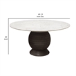 Pemberly Row 60 Inch Round White Marble Dining Table with Acacia Wood Base