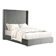 Pemberly Row King Bed with Gray Fur Chenille Ribbed Wing Headboard