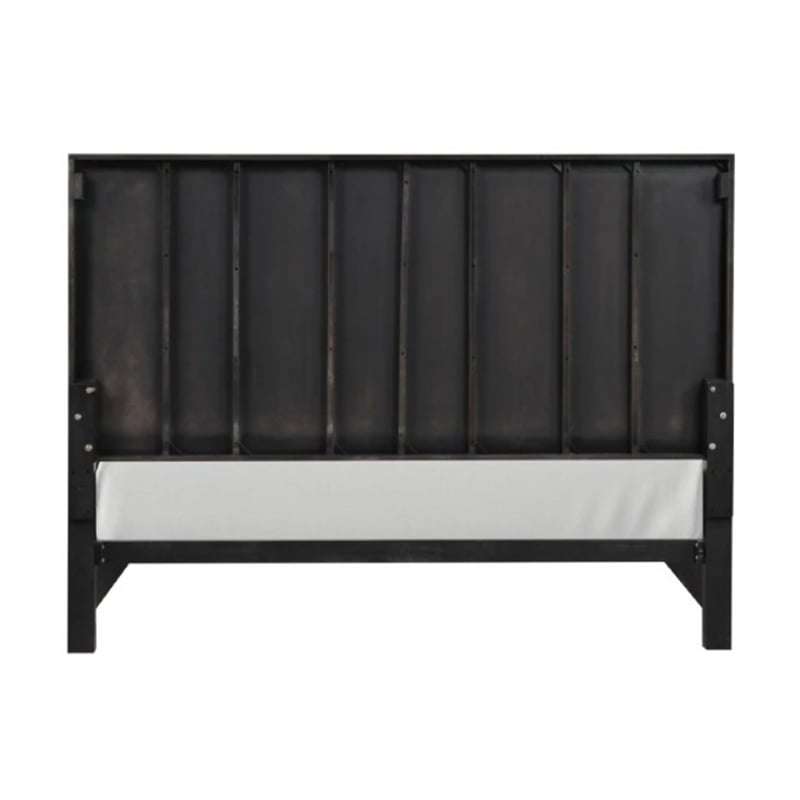 Pemberly Row Queen Panel Bed in Black and Gold with Pine Wood Frame