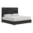 Pemberly Row Queen Panel Bed in Black and Gold with Pine Wood Frame