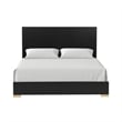 Pemberly Row Queen Panel Bed in Black and Gold with Pine Wood Frame