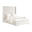 Pemberly Row Twin Bed with White Fur Chenille Ribbed Wing Headboard