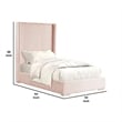 Pemberly Row Full Size Bed with Pink Channel Tufted Fur Chenille Upholstery