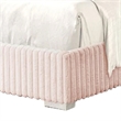Pemberly Row Twin Size Bed with Pink Channel Tufted Fur Chenille Upholstery