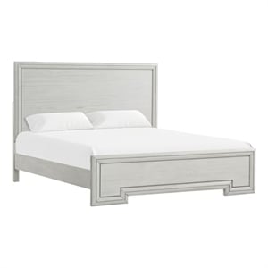 Pemberly Row King Bed in Rustic White with Solid Wood Transitional Panel Design