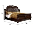 Pemberly Row Queen Bed in Brown Cherry with Faux Leather Padded Headboard