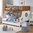 Pemberly Row Twin over Full Bunk Bed with Trundle in Oak Brown and White