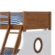 Pemberly Row Twin over Full Bunk Bed with Trundle in Oak Brown and White