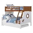 Pemberly Row Twin over Full Bunk Bed with Trundle in Oak Brown and White