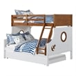 Pemberly Row Twin over Full Bunk Bed with Trundle in Oak Brown and White
