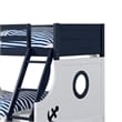 Pemberly Row Twin Over Full Bunk Bed with Trundle in Blue and White