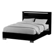 Pemberly Row Queen Bed with LED Bookcase Headboard in Black and Chrome