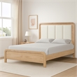 Pemberly Row Queen Bed with White Channeled Headboard in Natural Brown