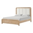 Pemberly Row Queen Bed with White Channeled Headboard in Natural Brown