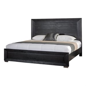 Pemberly Row King Bed with LED Headboard and Chrome Metal Legs in Black