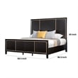Pemberly Row Queen Bed with Gold Trim Accents and Tapered Legs in Espresso Brown