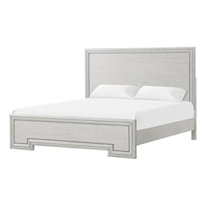 Pemberly Row Queen Bed with Framed Headboard and Footboard in Rustic White