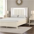 Pemberly Row Queen Bed with LED Tufted Headboard in Fluted Antique White
