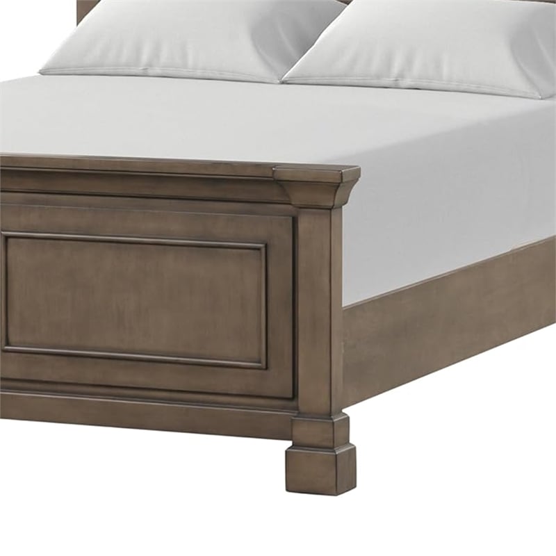 Pemberly Row Queen Bed with Panel Molded Headboard and Footboard in Walnut