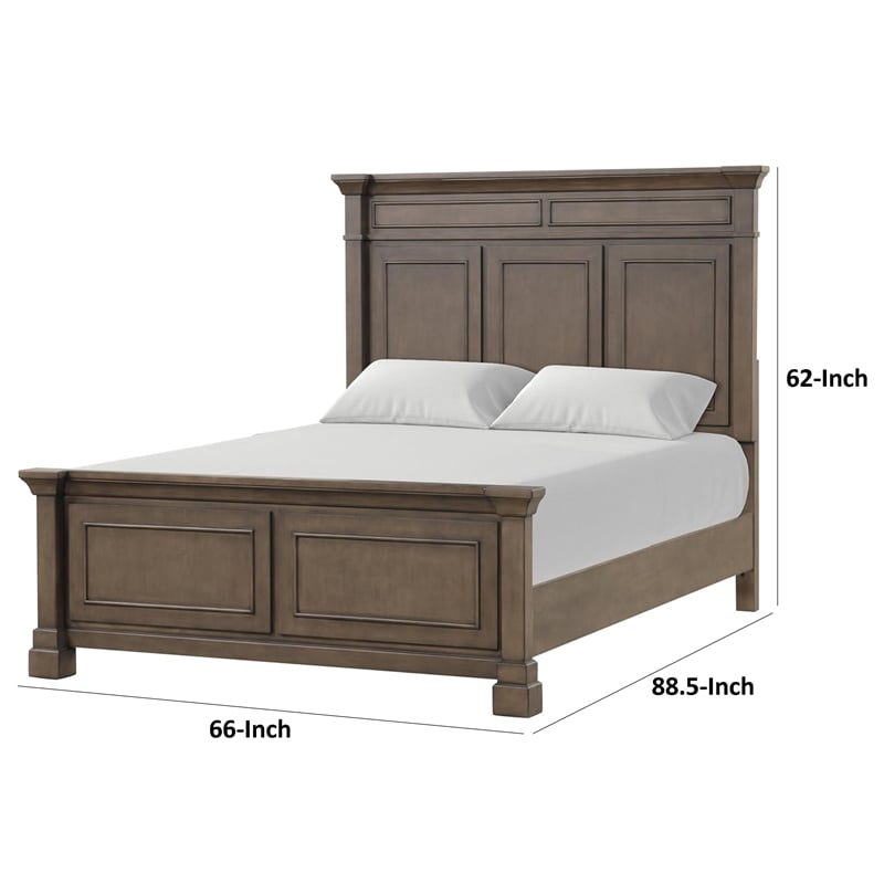 Pemberly Row Queen Bed with Panel Molded Headboard and Footboard in Walnut