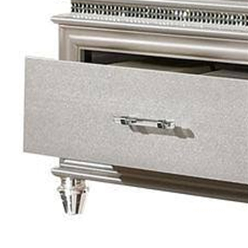 Pemberly Row King Bed with LED Headboard and Storage in Pearl White