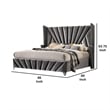 Pemberly Row Wingback King Bed with Nailhead Trim in Gray Tufted Velvet