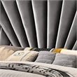 Pemberly Row Wingback King Bed with Nailhead Trim in Gray Tufted Velvet