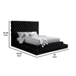 Pemberly Row Queen Platform Bed with Oversized Tufted Headboard in Black