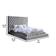 Pemberly Row Queen Platform Bed with Oversized Tufted Headboard in Gray