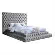 Pemberly Row Queen Platform Bed with Oversized Tufted Headboard in Gray