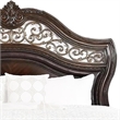 Pemberly Row Ornate Carved Queen Bed with Faux Leather Upholstery in Brown