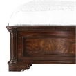 Pemberly Row Ornate Carved Queen Bed with Faux Leather Upholstery in Brown