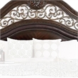 Pemberly Row Ornate Carved Queen Bed with Faux Leather Upholstery in Brown