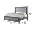 Pemberly Row California King Bed with LED Headboard and Metal Legs in Gray