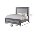 Pemberly Row Queen Bed with LED Headboard and Metal Bracket Legs in Gray