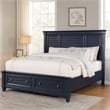 Pemberly Row Queen Bed with Storage Drawers and Panel Headboard in Slate Blue